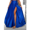 Modrá saténová dlhá zavinovacia sukňa DENISSE