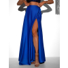 Modrá saténová dlhá zavinovacia sukňa DENISSE