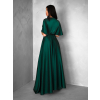 Smaragdové saténové dlhé šaty GO HOME s výstrihom