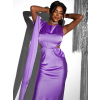 Svetlo fialové saténové šaty JUTTA s prestrihmi