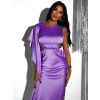 Svetlo fialové saténové šaty JUTTA s prestrihmi
