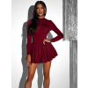 Bordové balónové krátke šaty MINGHOC