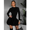 Čierne krátke balónové šaty SHREKY s dlhým rukávom