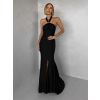 Černé večerní dlouhé šaty TRUCE s holými zády (Veľkosť L)