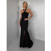 Čierne večerné dlhé šaty TRUCE s holým chrbtom