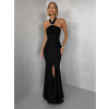 Čierne večerné dlhé šaty TRUCE s holým chrbtom