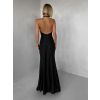Černé večerní dlouhé šaty TRUCE s holými zády (Veľkosť L)
