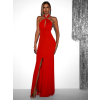 Červené večerné dlhé šaty TRUCE s holým chrbtom
