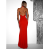 Červené večerné dlhé šaty TRUCE s holým chrbtom