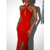 Červené večerné dlhé šaty TRUCE s holým chrbtom