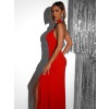 Červené večerné dlhé šaty TRUCE s holým chrbtom