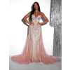 Béžovoružové luxusné plesové šaty ROBES s kamienkami