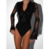 Čierne trblietavé body ANNINA s výstrihom