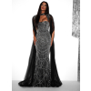 Čierne trblietavé dlhé večerné šaty SOURL