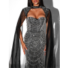 Čierne trblietavé dlhé večerné šaty SOURL