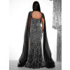 Čierne trblietavé dlhé večerné šaty SOURL