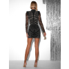 Čierne trblietavé kokteilové šaty SUNYT s výstrihom