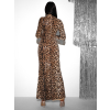 Leopardie večerné šaty APRICOT s dlhým rukávom