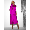 Magenta saténové dlhé šaty JUTTA s prestrihmi