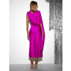 Magenta saténové dlhé šaty JUTTA s prestrihmi