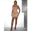 Nude koktailové krátke trblietavé šaty SIMAK