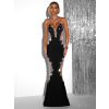 Čierne luxusné večerné šaty KOMAK s kamienkami