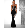 Čierne luxusné večerné šaty KOMAK s kamienkami