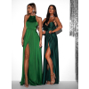 Zelené dlhé saténové večerné šaty HAMBUR