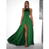 Zelené dlhé saténové večerné šaty HAMBUR