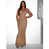 Zlaté flitrové večerné šaty MAVEN s holým chrbtom