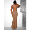 Zlaté flitrové večerné šaty MAVEN s holým chrbtom