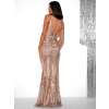 Zlaté plesové dlhé trblietavé šaty LAJSA s výstrihom