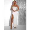 Biele trblietavé večerné šaty SEDOK s rázporkom