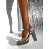 Strieborné plesové topánky na podpätku SLISEA s kamienkami