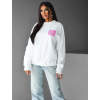 Biela mikina 100% bavlna BASTIAN s ružovým nápisom