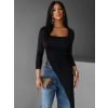 Čierna asymetrická tunika GIANG s dlhým rukávom