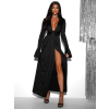 Čierne dlhé elegantné šaty CARDAN s výstrihom