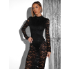 Čierne dlhé večerné čipkované šaty DUARTY s bodmi