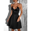 Čierne krátke saténové áčkové šaty KALLE