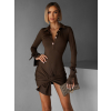 Hnedé košeľové krátke šaty TRINHA