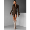 Hnedé košeľové krátke šaty TRINHA