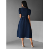 Tmavomodré vypasované puzdrové šaty AUGUSY s opaskom
