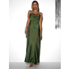 Zelené dlhé saténové šaty UNUTA s holým chrbtom