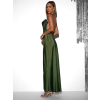 Zelené dlhé saténové šaty UNUTA s holým chrbtom