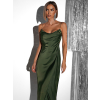 Zelené dlhé saténové šaty UNUTA s holým chrbtom