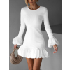 Biele krátke koktailové šaty HUYNH s dlhým rukávom