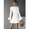 Biele krátke koktailové šaty HUYNH s dlhým rukávom