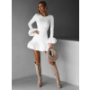 Biele krátke koktailové šaty HUYNH s dlhým rukávom
