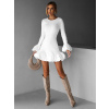 Biele krátke koktailové šaty HUYNH s dlhým rukávom