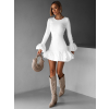 Biele krátke koktailové šaty HUYNH s dlhým rukávom